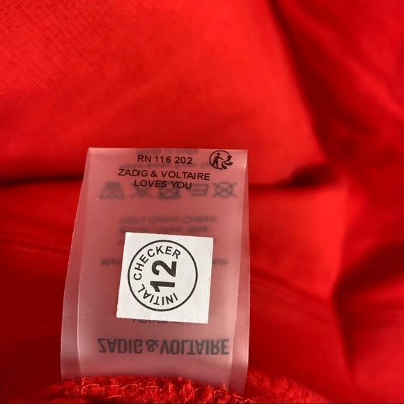 Zadig & Voltaire Fight 4 Love Sweatshirt Size Small Red - Picture 9 of 9